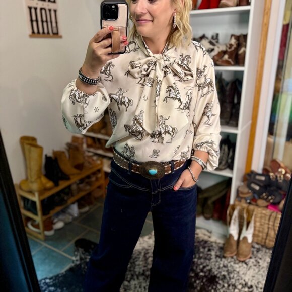 Jameson Western Print Bow Blouse ✙ON SALE NOW✙ - Picture 7 of 9